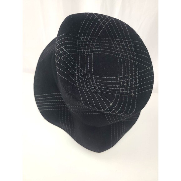 Charter Club 100% wool med black bucket hat unisex silver stitch embellishment - Picture 6 of 7